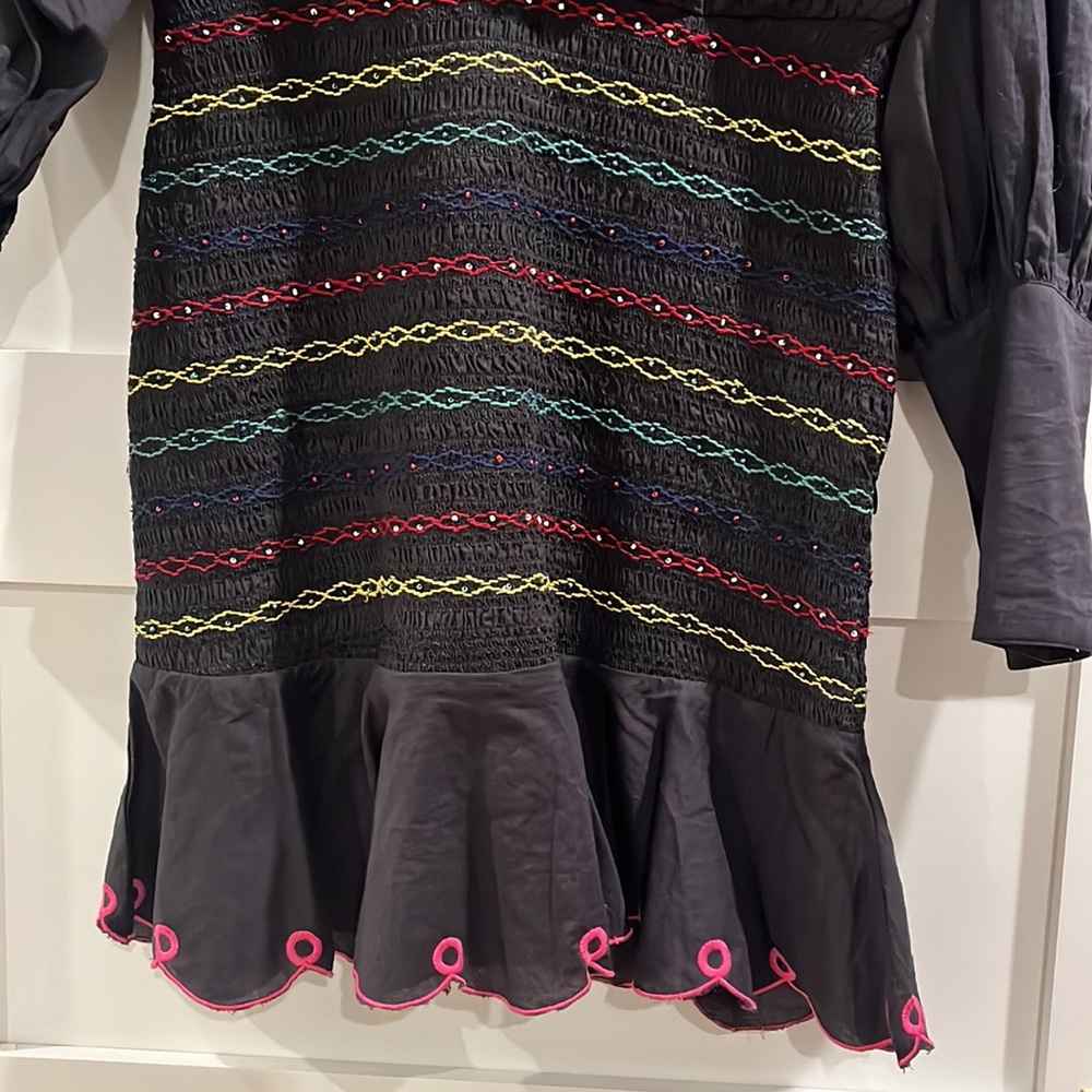 FARM Rio Black Multicolor Embroidered Long Sleeve Dress - Picture 4 of 10